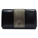 Dámska čierna peňaženka s ozdobným zlatým pásom