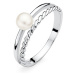 Strieborný prsteň Alisia s pravou prírodnou bielou perlou