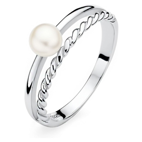 Strieborný prsteň Alisia s pravou prírodnou bielou perlou Silvego