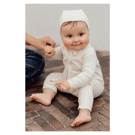 Detská bavlnená čiapočka That's mine ABH50 farba biela, z tenkej pleteniny, bavlnená, ANNA