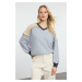 Trendyol Multicolored Color Blocked Oversize/Wide Fit Thick Knitted Sweatshirt