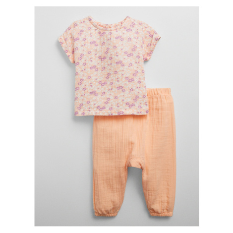 Sada dievčenského trička a nohavíc v marhuľovej a ružovej farbe GAP