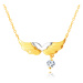 Zlatý kombinovaný náhrdelník 375 - anjelské krídla, okrúhly zirkónik čírej farby