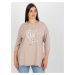 Beige long blouse plus size with application