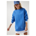 Happiness İstanbul Women's Sky Blue Raised Basic Sweatshirt