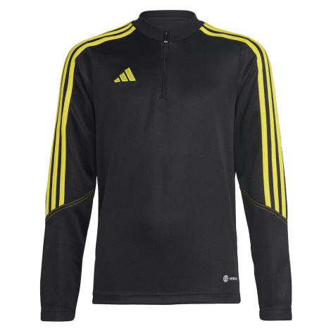 Detské tréningové tričko Tiro 23 Club so zipsom dlhý rukáv čierno-žlté Adidas