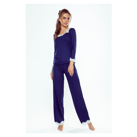Pyjamas Eldar First Lady Arleta length/r S-XL navy blue-ecru 059