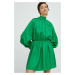 Hodvábne šaty Samsoe Samsoe zelená farba, mini, áčkový strih