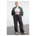 Trendyol Curve Anthracite Wide Leg Waist Detailed Knitted Sweatpants