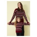 Trendyol Claret Red Color Block Unisex Kids Knitwear Sweater