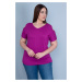 Şans Women's Plus Size Purple Plunging Off the Shoulder Blouse