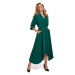 K086 Šaty v midi dĺžke s ozdobnými gombíkmi - zelené