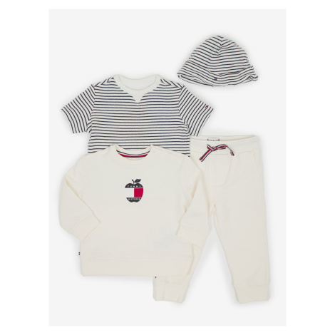 Tommy Hilfiger Set of children's T-shirt, sweatshirt, sweatpants and cap in blue-white and cream