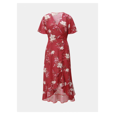 Červené kvetované zavinovacie šaty Miss Selfridge