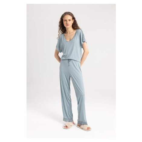 DEFACTO Fall in Love Regular Fit Short Sleeve 2 Piece Pajama Set
