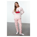 Trendyol Hello Kitty Licensed Pink Heart Fleece Winter Knitted Pajamas Set