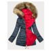 Červeno-šedá obojstranná dámska zimná bunda (MHM-W556)