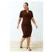 Trendyol Curve Brown Polo Neck Knitwear Dress