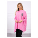 Oversized sweatshirt with asymmetrical sides in light pink color