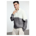 Trendyol Anthracite Regular Half Turtleneck Color Block Knitwear Sweater