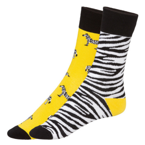 Dámske/pánske ponožky, 2 páry (žltá/čierna/vzor)