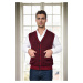 37376 Dewberry Houndstooth Patterned Mens Knit Vest-BORDEAUX