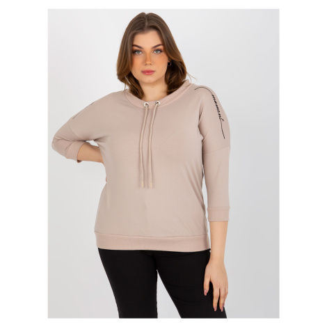 Women's blouse plus size with 3/4 sleeves - beige
