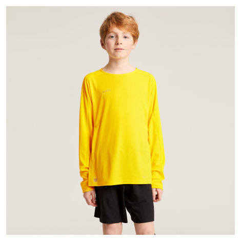 Detský futbalový dres s dlhým rukávom Viralto Club žltý KIPSTA