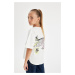 DEFACTO Girl Oversize Wide Pattern Crew Neck Back Printed Short Sleeve T-Shirt