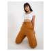 Women's insulated sweatpants with tying - yellow