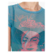 Guess Tričko Queen Graffiti W3RI55 KBAH2 Modrá Slim Fit