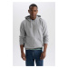 DEFACTO Boxy Fit Hooded Pique Sweatshirt