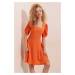 Bigdart 2339 Pletené šaty so štvorcovým golierom - oranžová