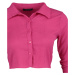 Trendyol Fuchsia Buttoned Fitted Polo Neck Wrap/Textured Crop Knitted Blouse