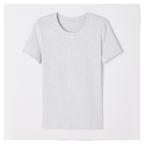 Dámske fitness tričko z recyklovanej bavlny sivé DOMYOS