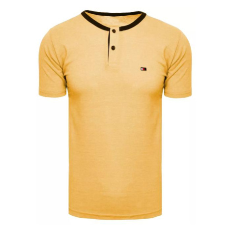 Pánske žlté basic tričko s gombíkmi DStreet