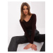 Dark brown smooth women's blouse with long sleeves