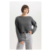 DEFACTO Relax Fit Boat Neck Washed Faded Effect Sweater