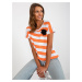 White-orange striped blouse with flower