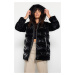 Trendyol Black Premium oversize lesklý vodoodpudivý kabát s kapucňou