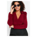 Trendyol Curve Claret Red Double Breasted Collar Accessory Body