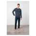 Klasické pánske dvojdielne pyžamo 17600 - Vamp tmavě modrá - vzor