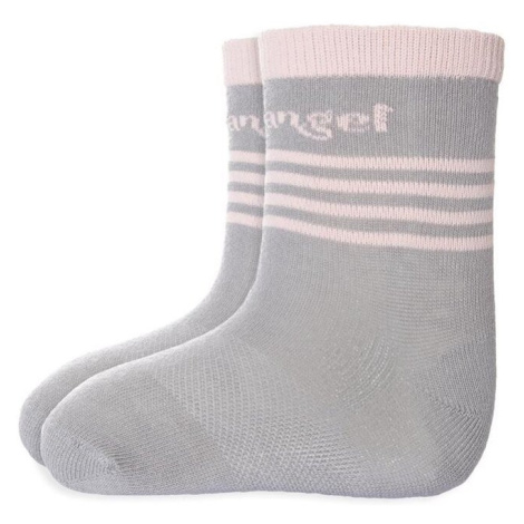LITTLE ANGEL Ponožky tenké protišmykové Outlast® 14-16 (20-24) - tmavošedá/svetloružová