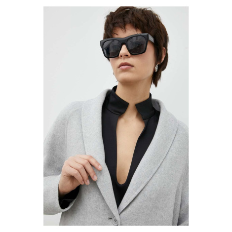 Vlnený kabát American Vintage šedá farba, prechodný, oversize