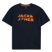 Jack & Jones Junior Tričko  námornícka modrá / sivá / oranžová