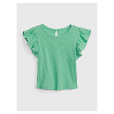 Zelené dievčenské tričko s volánmi GAP