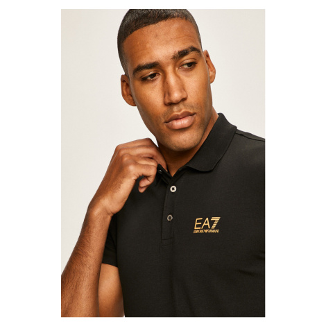 Polo tričko EA7 Emporio Armani pánske, čierna farba, jednofarebné