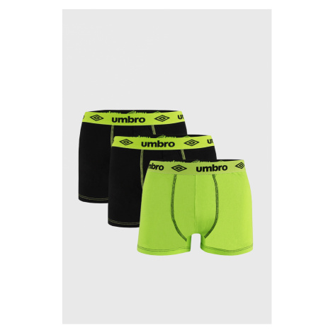 3 PACK čierno-zelených boxeriek Umbro BIO