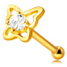 Diamantový piercing do nosa zo 14K žltého zlata - kontúra motýľa s briliantom, 1,75 mm
