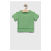 Detské tričko United Colors of Benetton zelená farba, jednofarebný